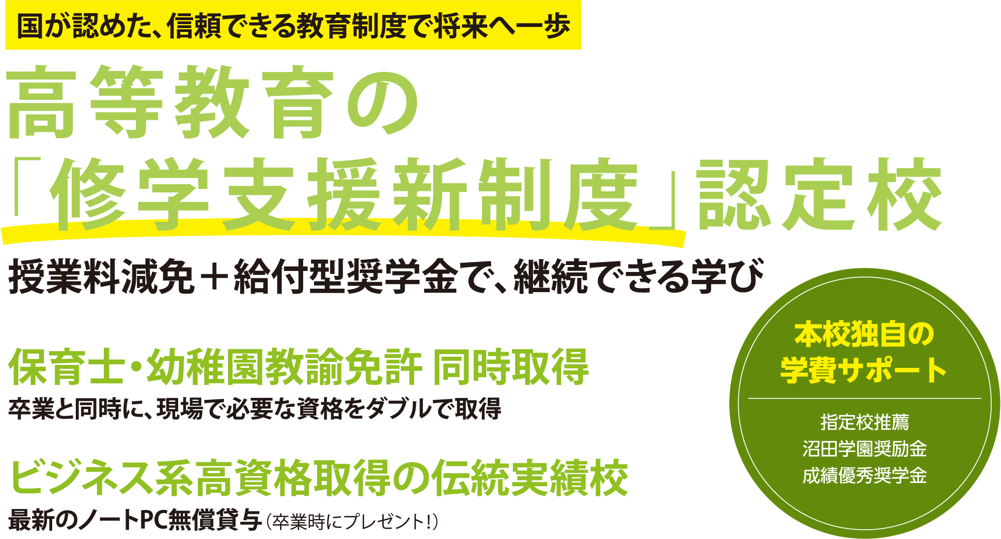 高等教育の「修学支援新制度」認定校