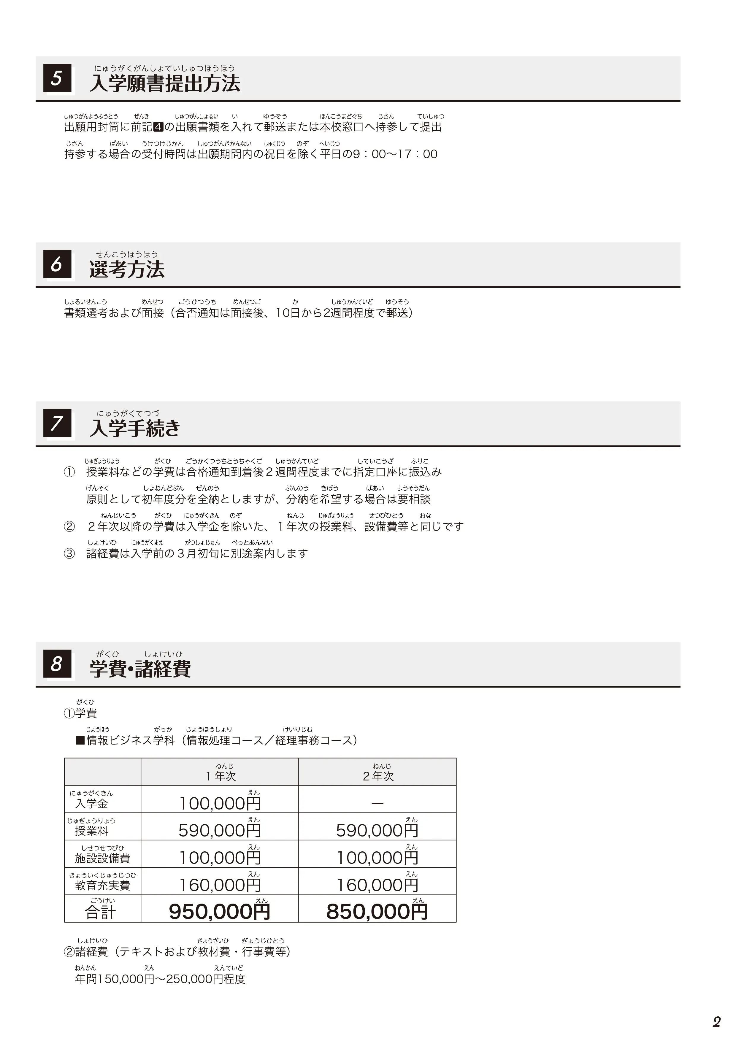留学生用募集要項